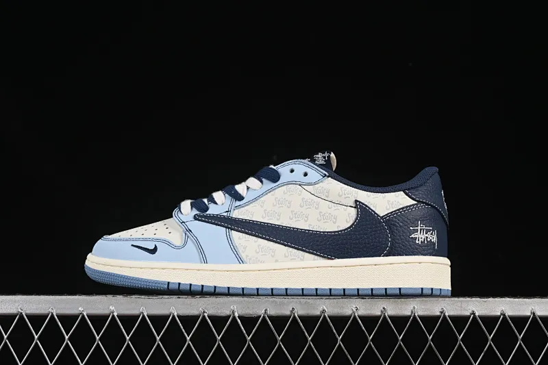 All categories Air Jordan Jordan series basketball shoes Air Jordan 1 Low High-end customized low-top sneakers Travis Scott x Fragment Design x Air Jordan 1 Low OG SP AJ1 Stussi co-branded white and blue stitching low-top cultural casual sneakers XZ5749-010